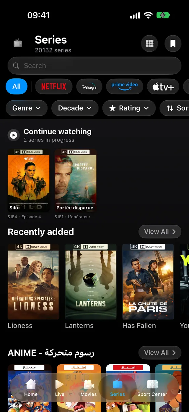 iPhone — Your series. Filter by service, genre or decade.