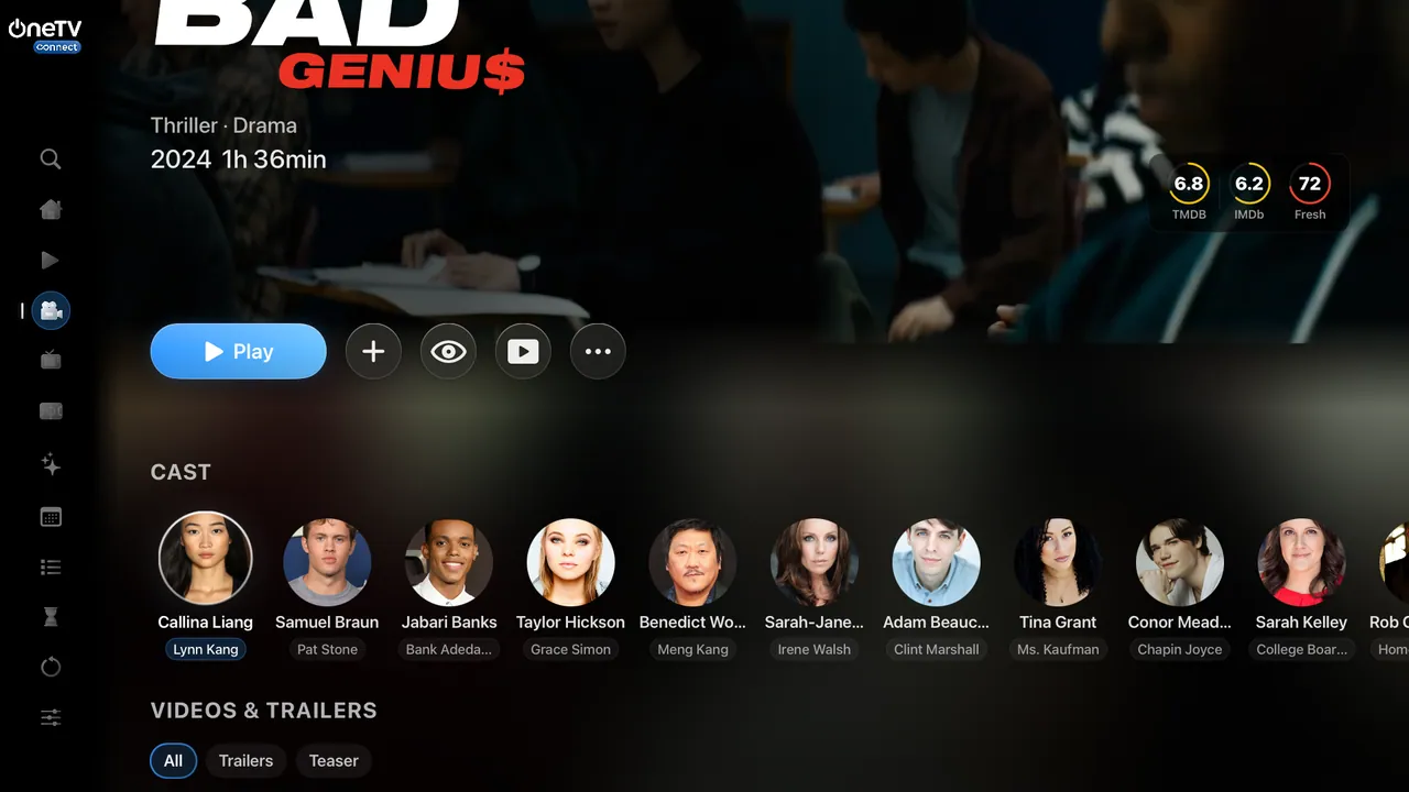 Apple TV — The cast, one click away. Every actor leads to their filmography.