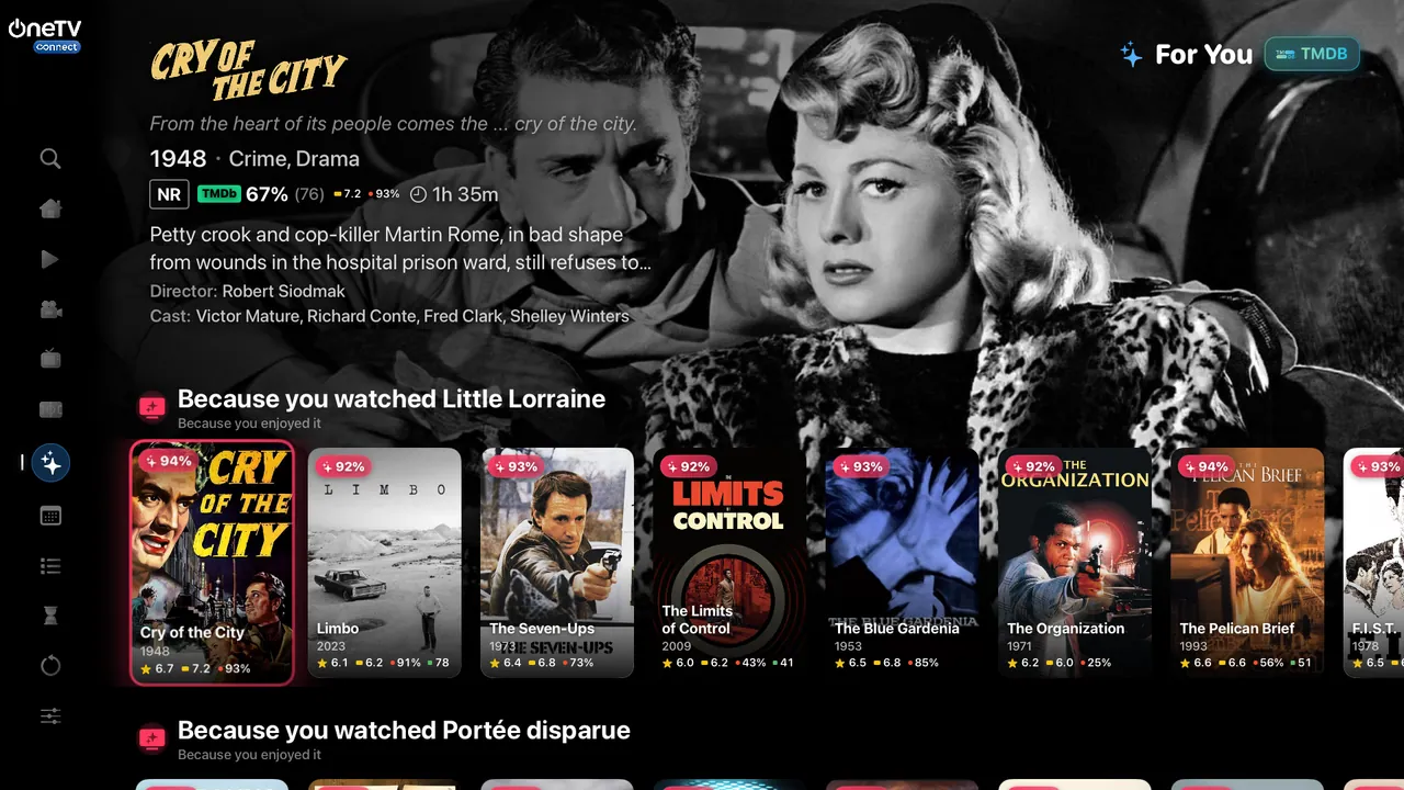 Apple TV — For You. Suggestions drawn from what you actually watch.