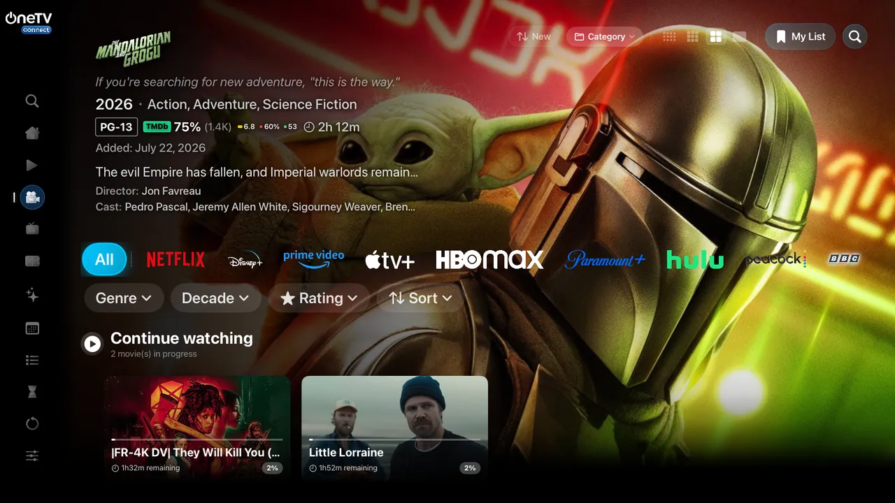 The Movies library on Apple TV. Captured in the app.
