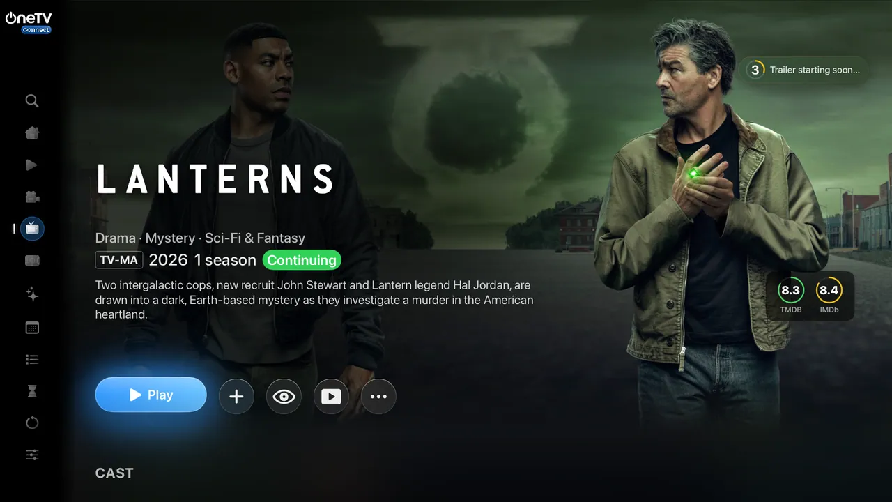 Apple TV — Every series has its page. Seasons, trailers and your viewing progress.