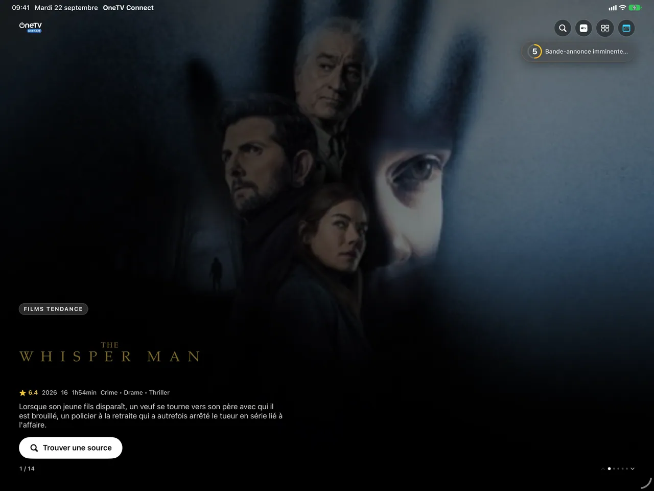 iPad — L’accueil immersif. Les films tendance en plein écran, bande-annonce comprise.