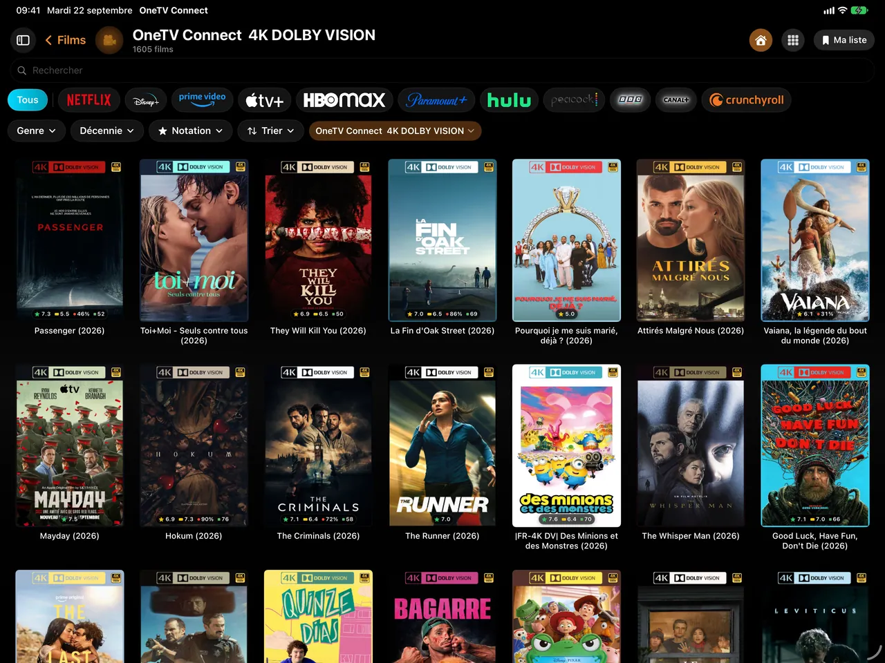 iPad — Grille 4K Dolby Vision. Chaque catégorie de votre source, en grand.