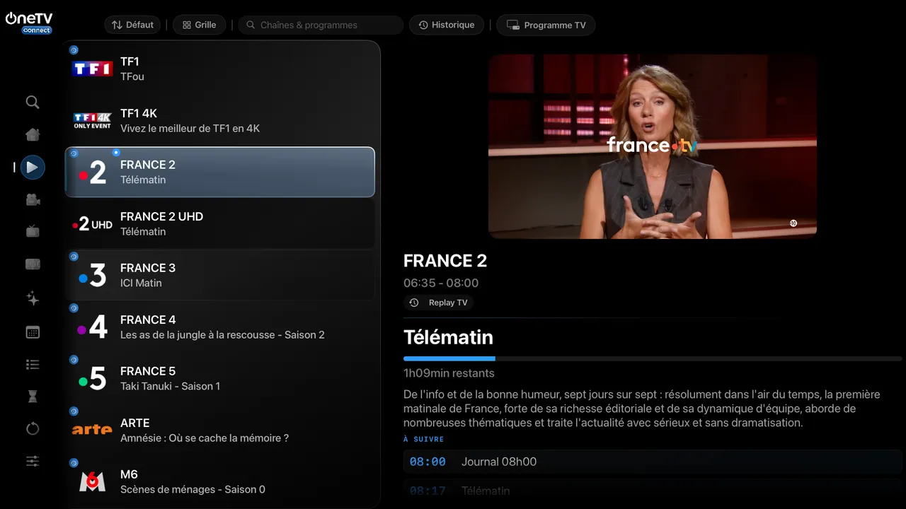 Apple TV — L’aperçu avant de zapper. La chaîne se lance dans l’aperçu, avec son programme et la suite.
