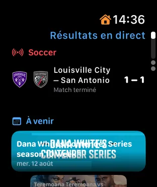 Apple Watch — Live scores. Your teams, the timeline, line-ups and the channel showing the match.