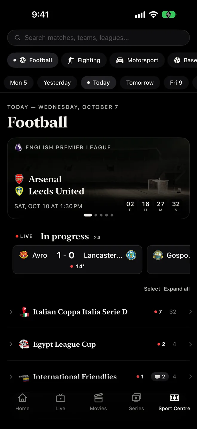 Sport Center on iPhone