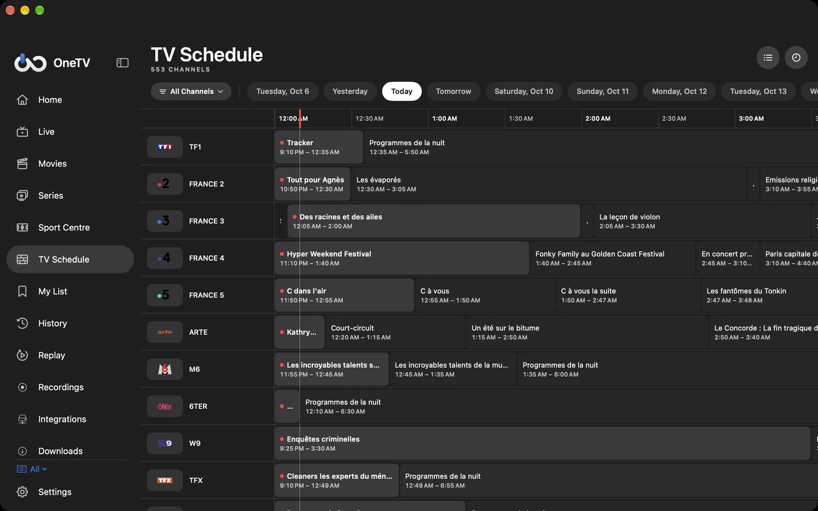 The TV guide on Mac
